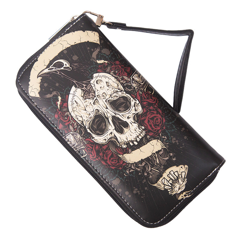 Wholesale PU Colorful Calavera Skull Long Wallet